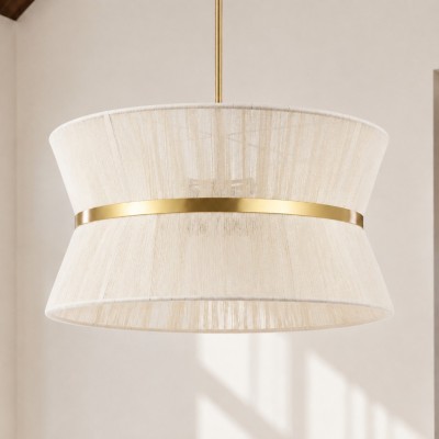 Emily Modern 4 Light Rope Shade Drum Chandelier