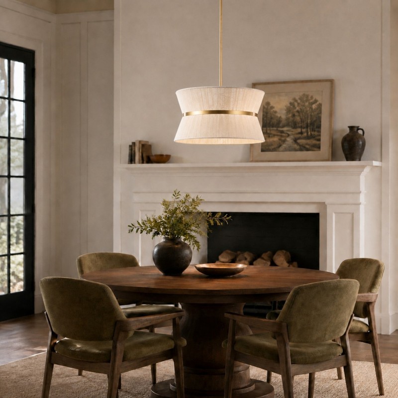 Emily Modern 4 Light Rope Shade Drum Chandelier