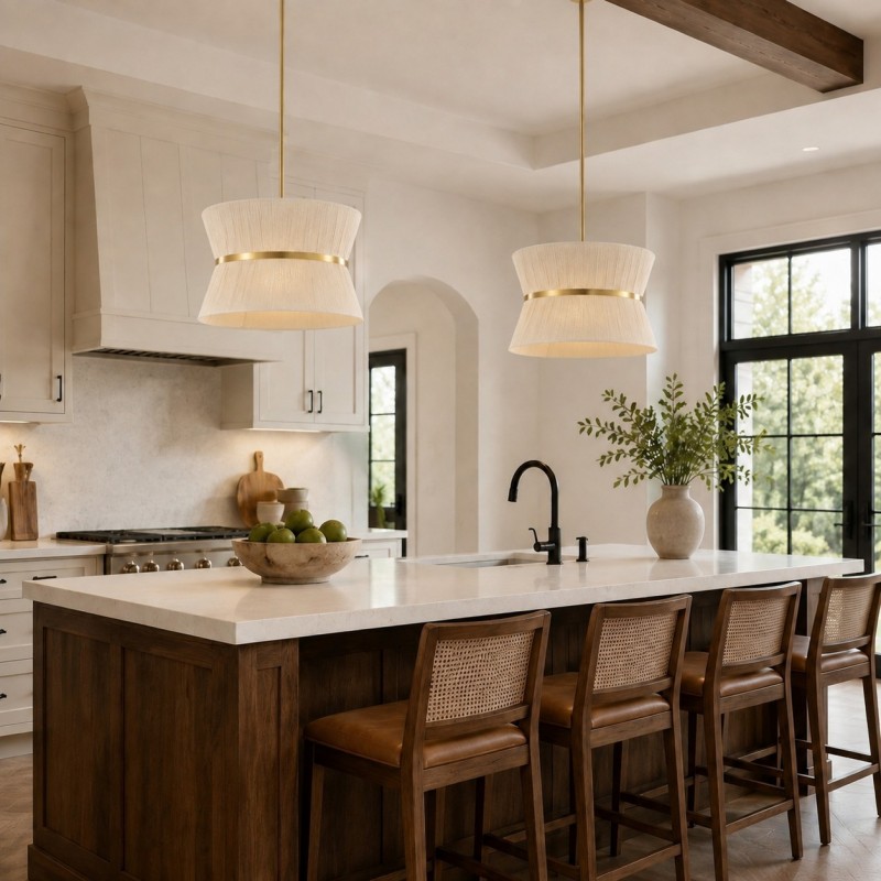Emily Modern 4 Light Rope Shade Drum Chandelier