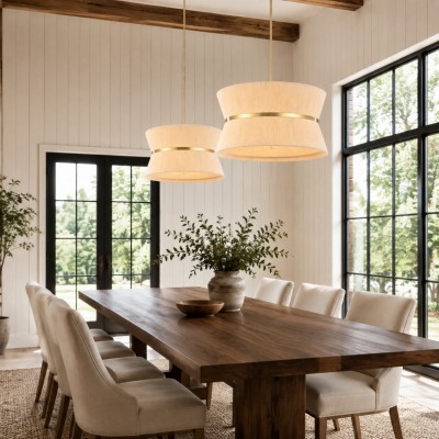 Emily Modern 4 Light Rope Shade Drum Chandelier