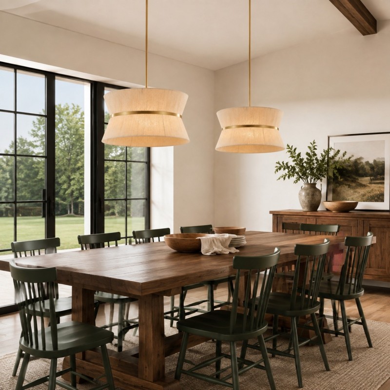 Emily Modern 4 Light Rope Shade Drum Chandelier