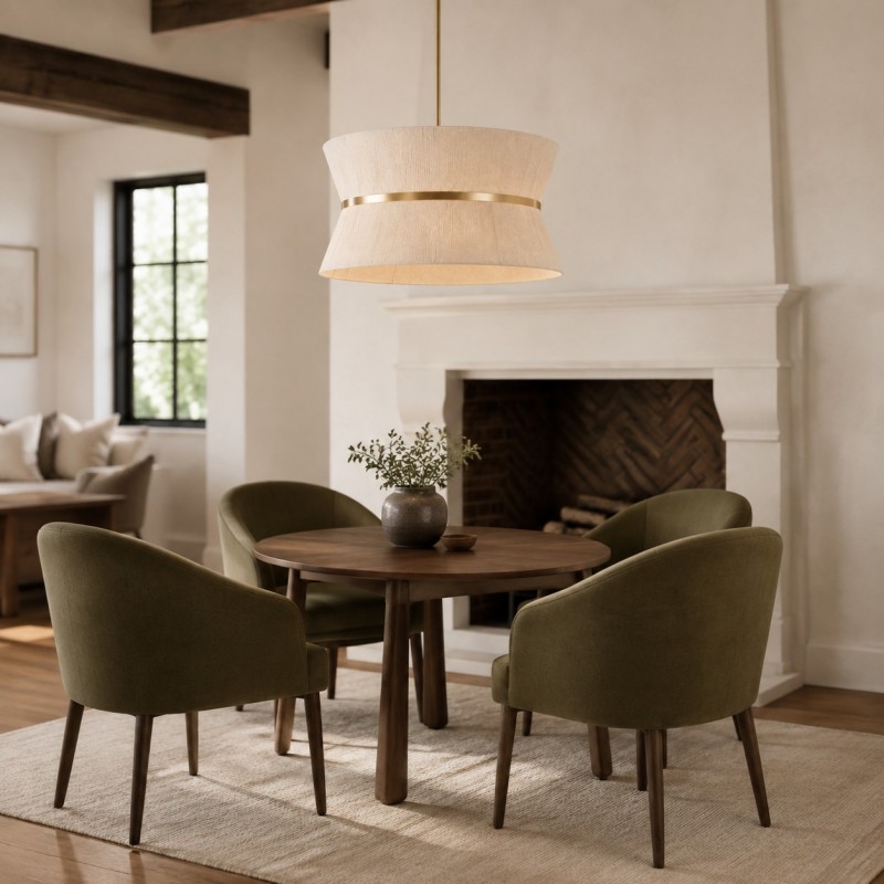 Emily Modern 4 Light Rope Shade Drum Chandelier