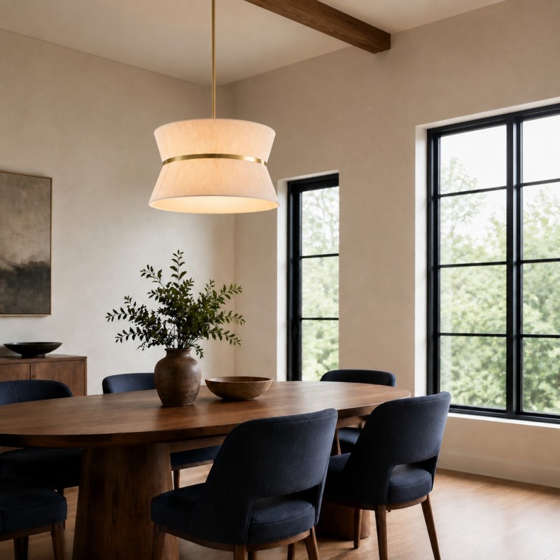 Emily Modern 4 Light Rope Shade Drum Chandelier