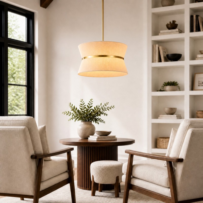 Emily Modern 4 Light Rope Shade Drum Chandelier