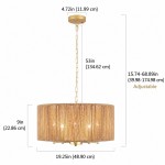 Haynes Rustic Rattan Dimmable Drum Pendant Light