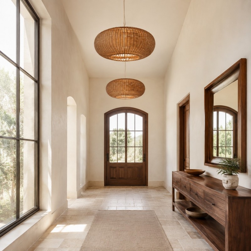 Barbara Coastal Rattan Pendant Light Kitchen Island