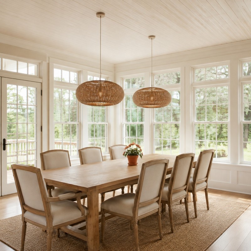 Barbara Coastal Rattan Pendant Light Kitchen Island