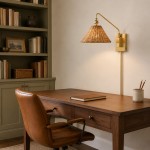 Novar Farmhouse Rattan Plug In Swing Arm Sconce（Set of 2）