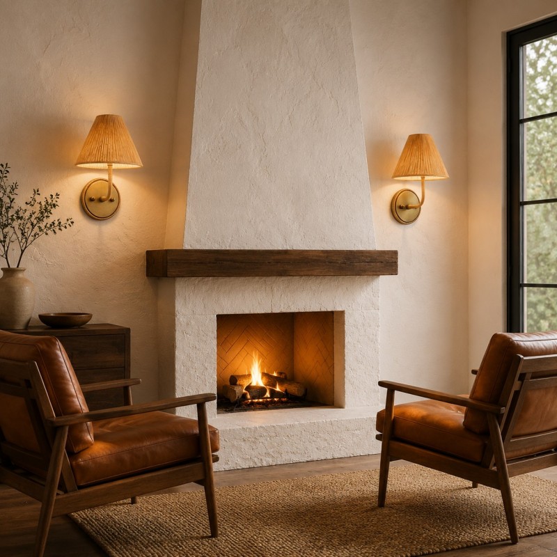 Calmyn Natural Woven Rattan Cone Wall Sconce
