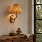 Calmyn Natural Woven Rattan Cone Wall Sconce
