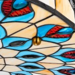 Eiridian Vintage Tiffany Stained Glass Flush Mount Ceiling Light