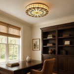 Eiridian Vintage Tiffany Stained Glass Flush Mount Ceiling Light