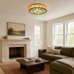 Eiridian Vintage Tiffany Stained Glass Flush Mount Ceiling Light