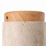 Hyrion Mini Wood And Stone Cylinder Travertine Ceiling Light