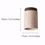 Hyrion Mini Wood And Stone Cylinder Travertine Ceiling Light