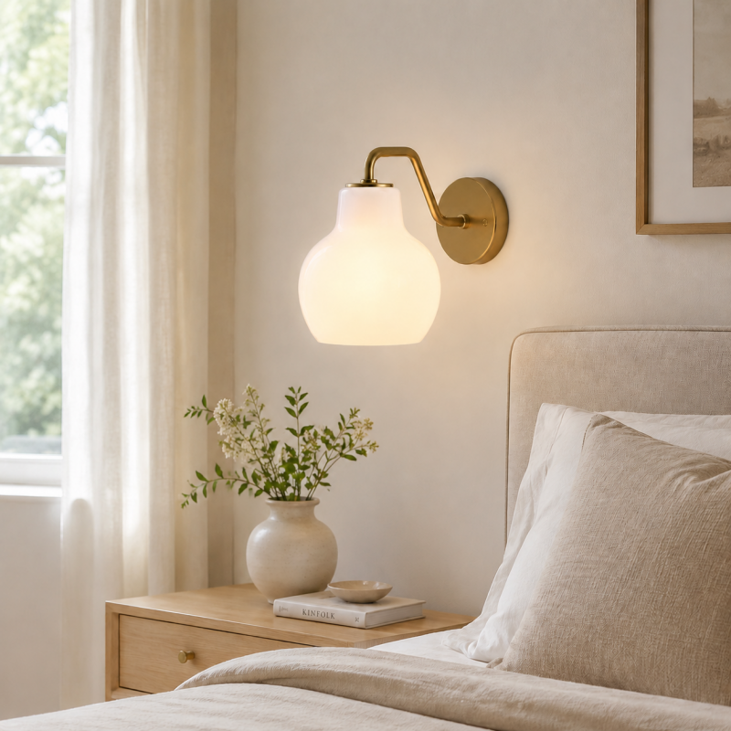 Aryahi Nordic Curved Brass Glass Wall Sconce