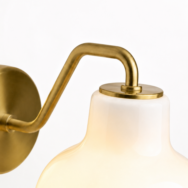 Aryahi Nordic Curved Brass Glass Wall Sconce