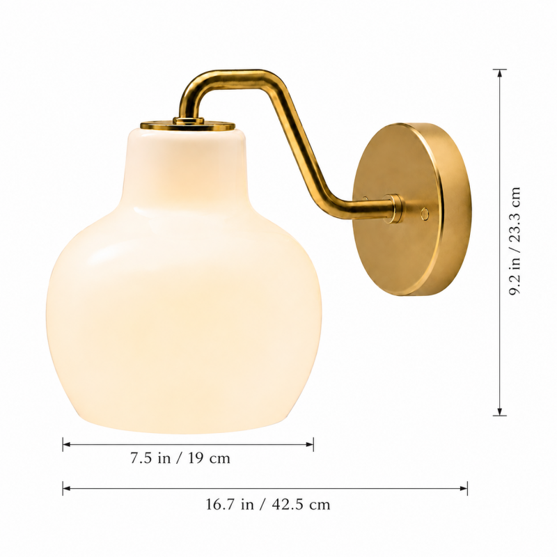 Aryahi Nordic Curved Brass Glass Wall Sconce