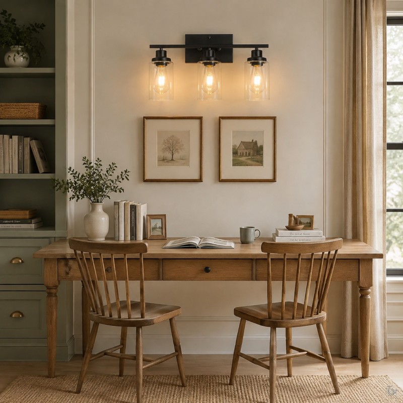 Lynor Classic Farmhouse Clear Glass Triple Sconce