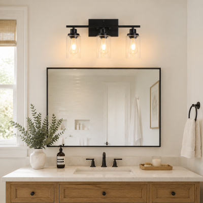 Lynor Classic Farmhouse Clear Glass Triple Sconce