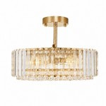 Ryxar Round Ribbed Crystal Semi Flush Mount Light