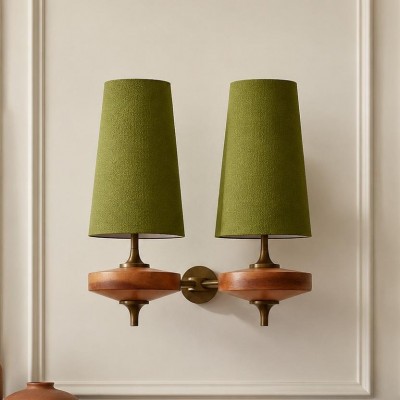 Nyxara Vintage  Fabric Tapered Shade Wall Sconce