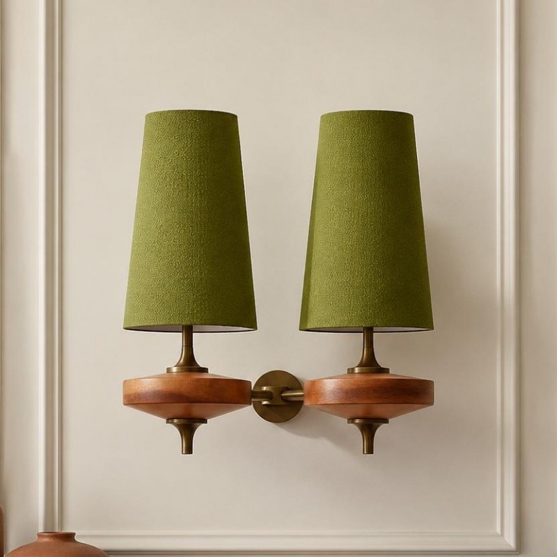 Nyxara Vintage  Fabric Tapered Shade Wall Sconce