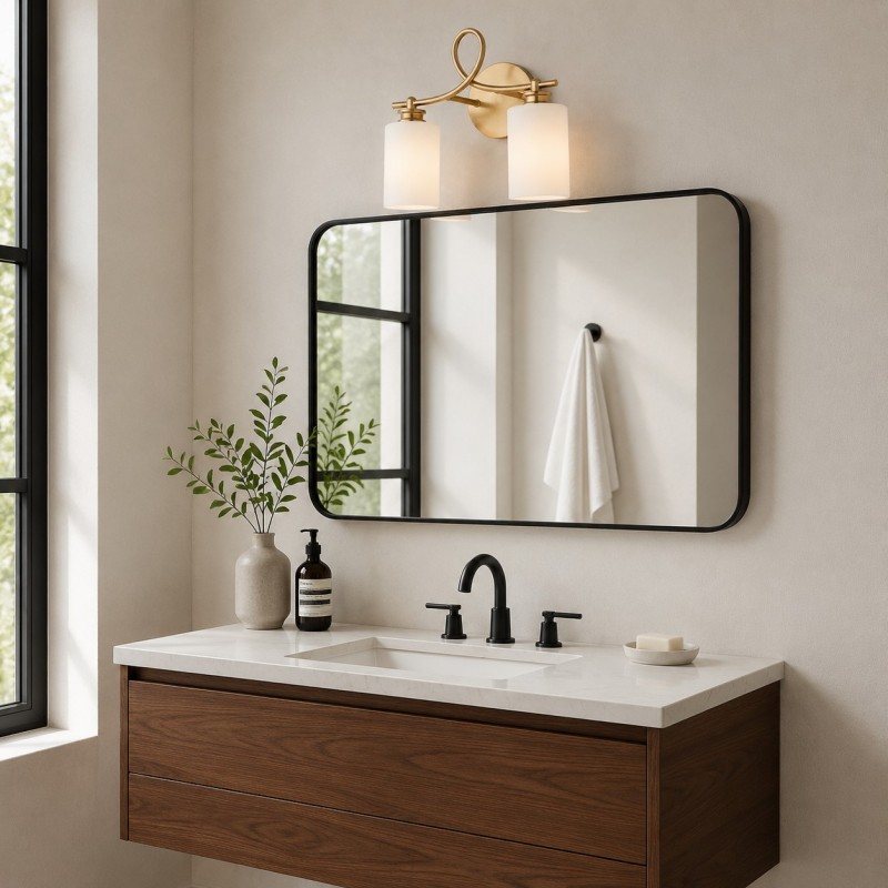 Drusilla Mid Century Modern Aged Brass Looped Arm Vanity Light
