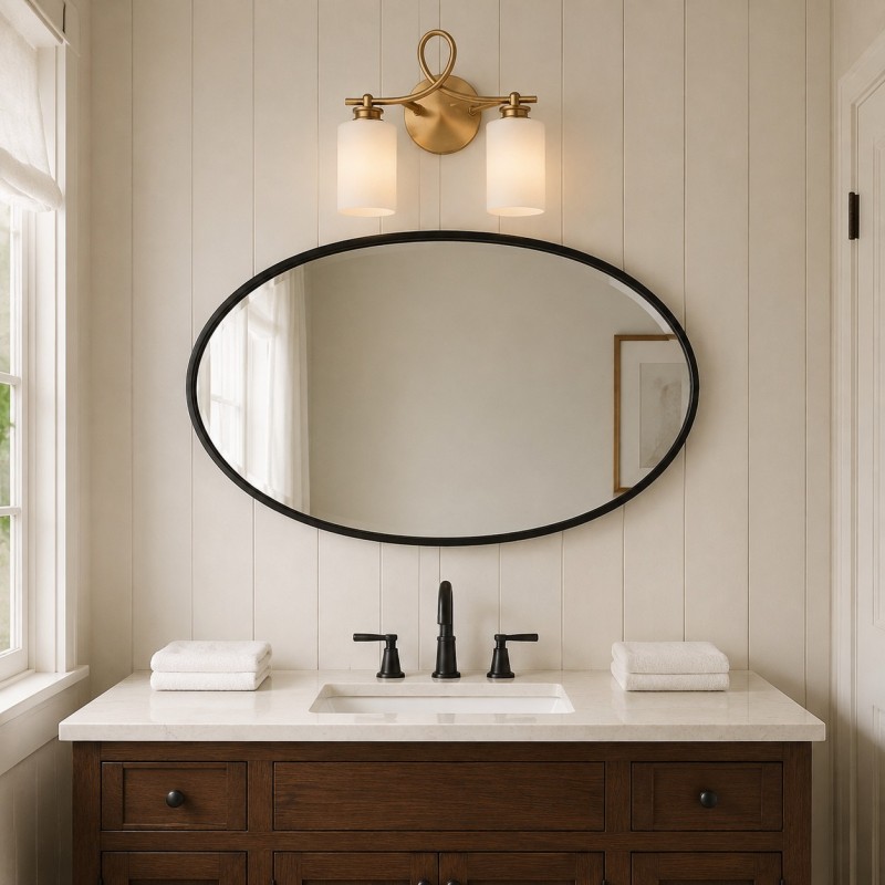 Drusilla Mid Century Modern Aged Brass Looped Arm Vanity Light