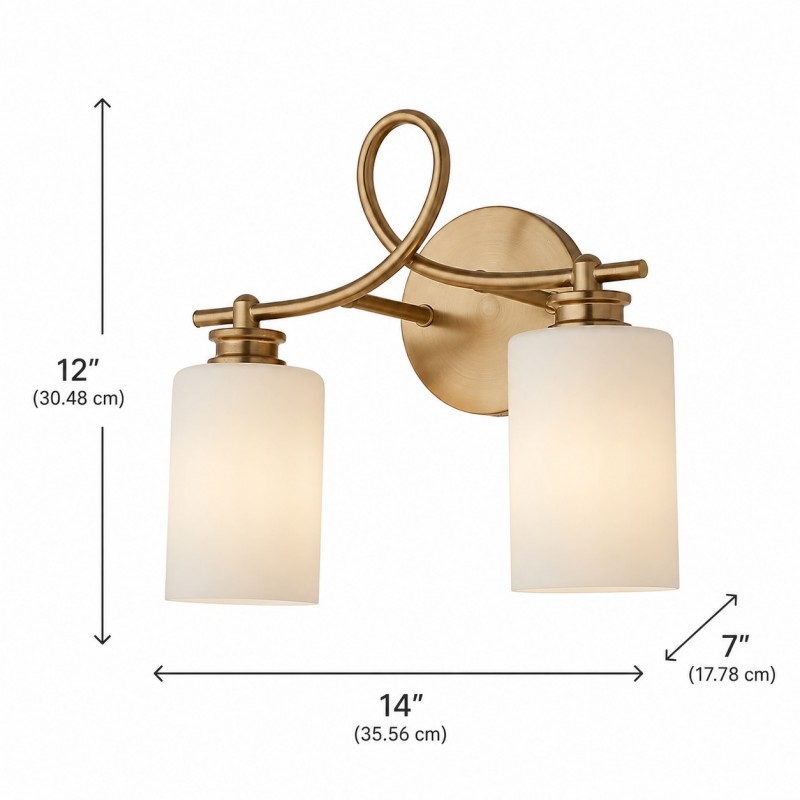 Drusilla Mid Century Modern Aged Brass Looped Arm Vanity Light