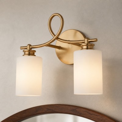 Drusilla Mid Century Modern Aged Brass Looped Arm Vanity Light