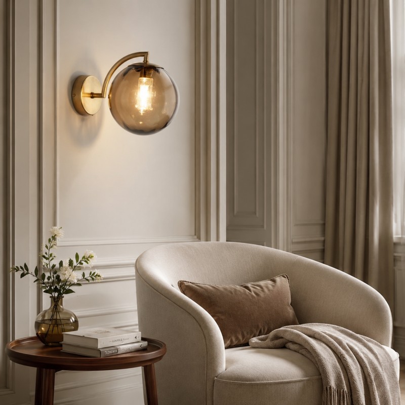 Soluna Modern Ball Glass Wall Sconce