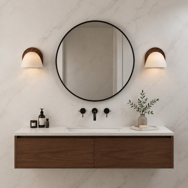 Pyrvyn Mid-Century Modern Milk Glass Shade Wall Sconce