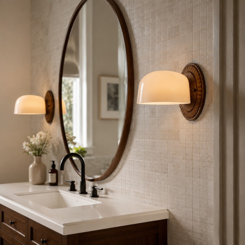 Pyrvyn Mid-Century Modern Milk Glass Shade Wall Sconce