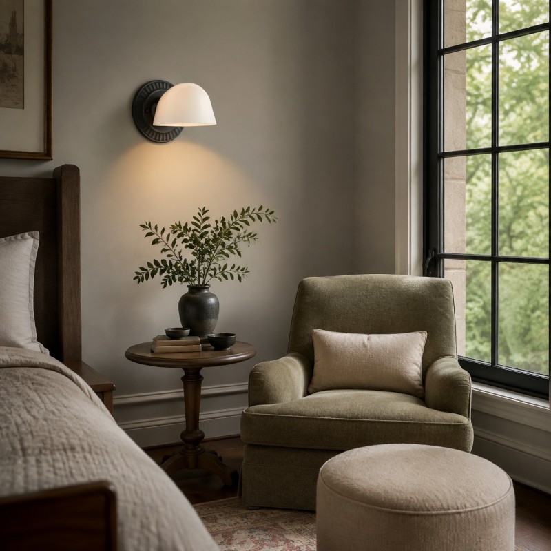Pyrvyn Mid-Century Modern Milk Glass Shade Wall Sconce