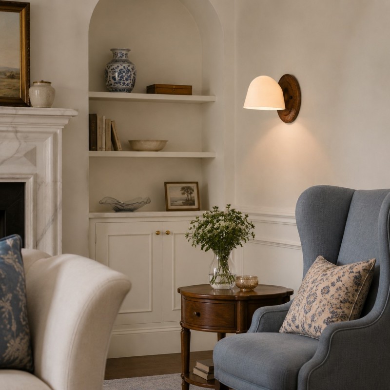 Pyrvyn Mid-Century Modern Milk Glass Shade Wall Sconce