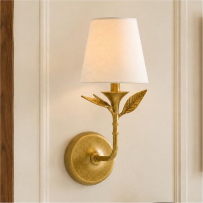 Huxley Rustic Antique Brass Botanical Forged Iron Sconce