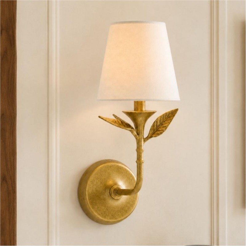Huxley Rustic Antique Brass Botanical Forged Iron Sconce