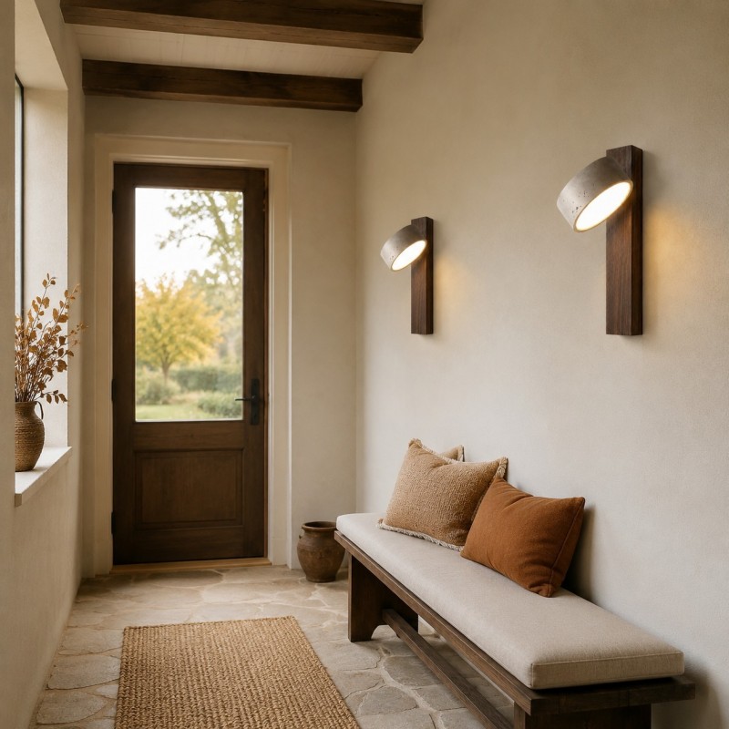 Bennett Wabi-Sabi Round Travertine Wall Light