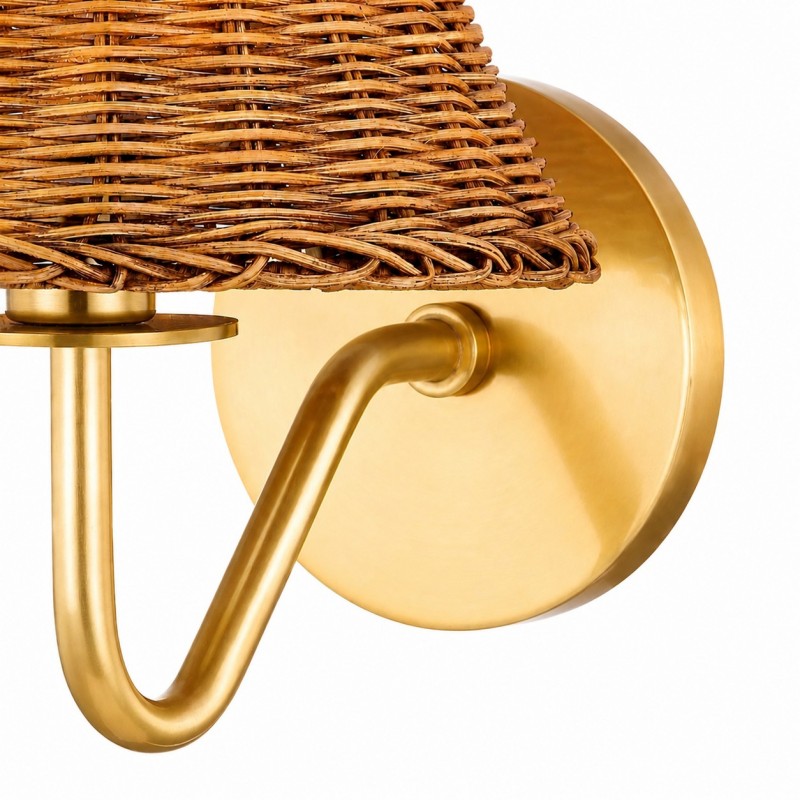 Betty Natural Rattan Cone Brass Wall Sconce