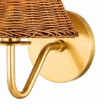 Betty Natural Rattan Cone Brass Wall Sconce