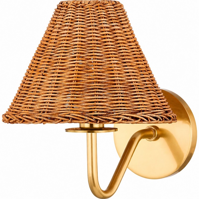 Betty Natural Rattan Cone Brass Wall Sconce