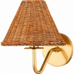 Betty Natural Rattan Cone Brass Wall Sconce