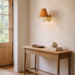 Betty Natural Rattan Cone Brass Wall Sconce