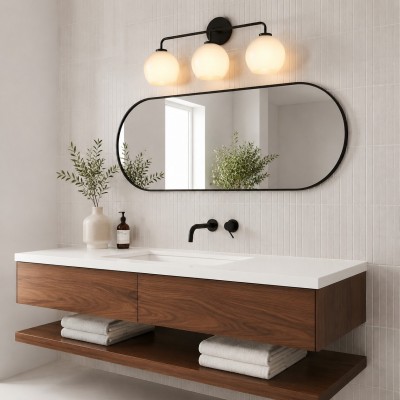 Konig Minimalist 3-Light Round Shade Brass Glass Wall Light