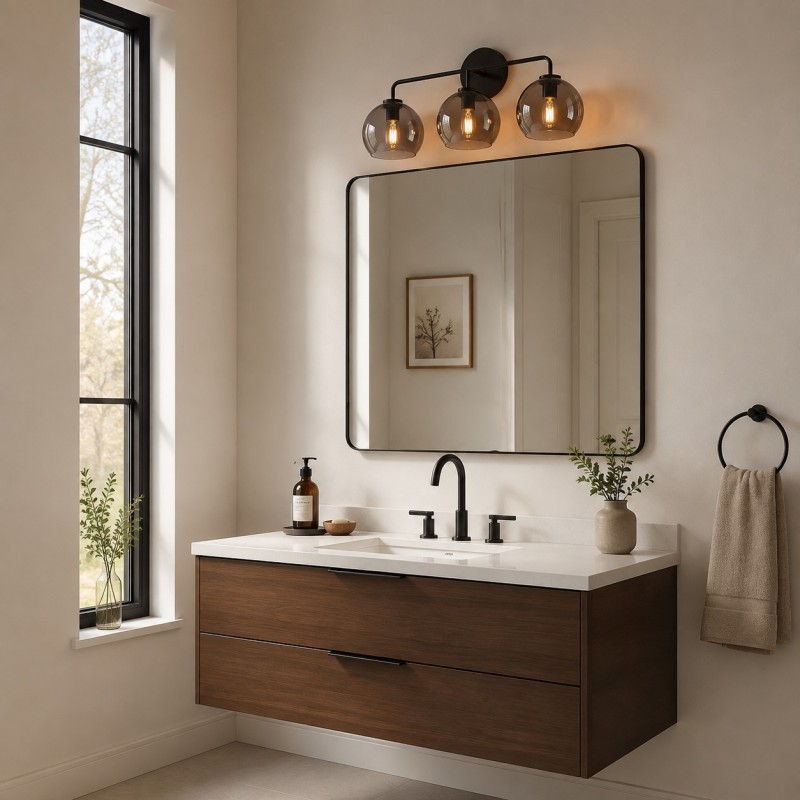 Konig Minimalist 3-Light Round Shade Brass Glass Wall Light