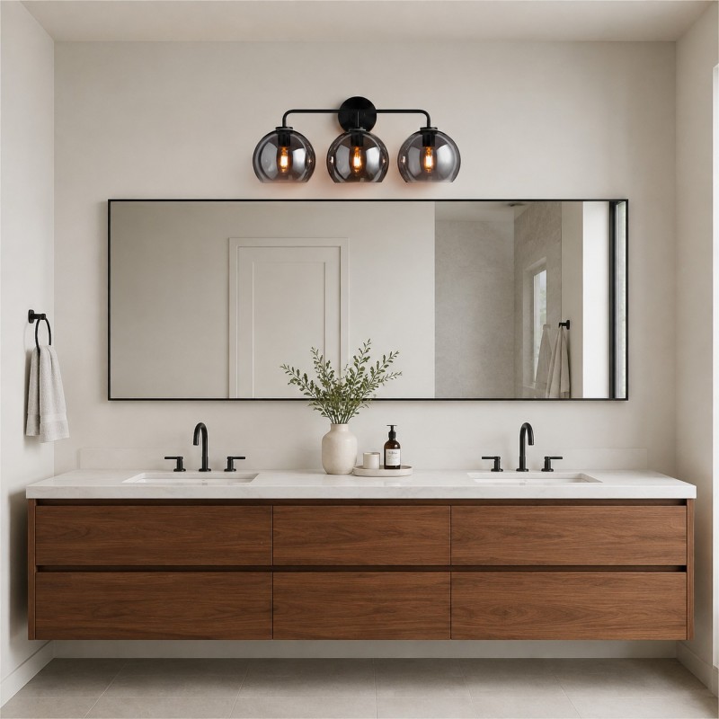 Konig Minimalist 3-Light Round Shade Brass Glass Wall Light