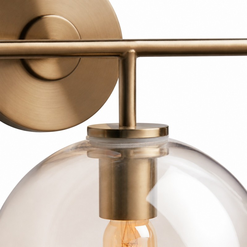 Konig Minimalist 3-Light Round Shade Brass Glass Wall Light
