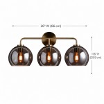 Konig Minimalist 3-Light Round Shade Brass Glass Wall Light