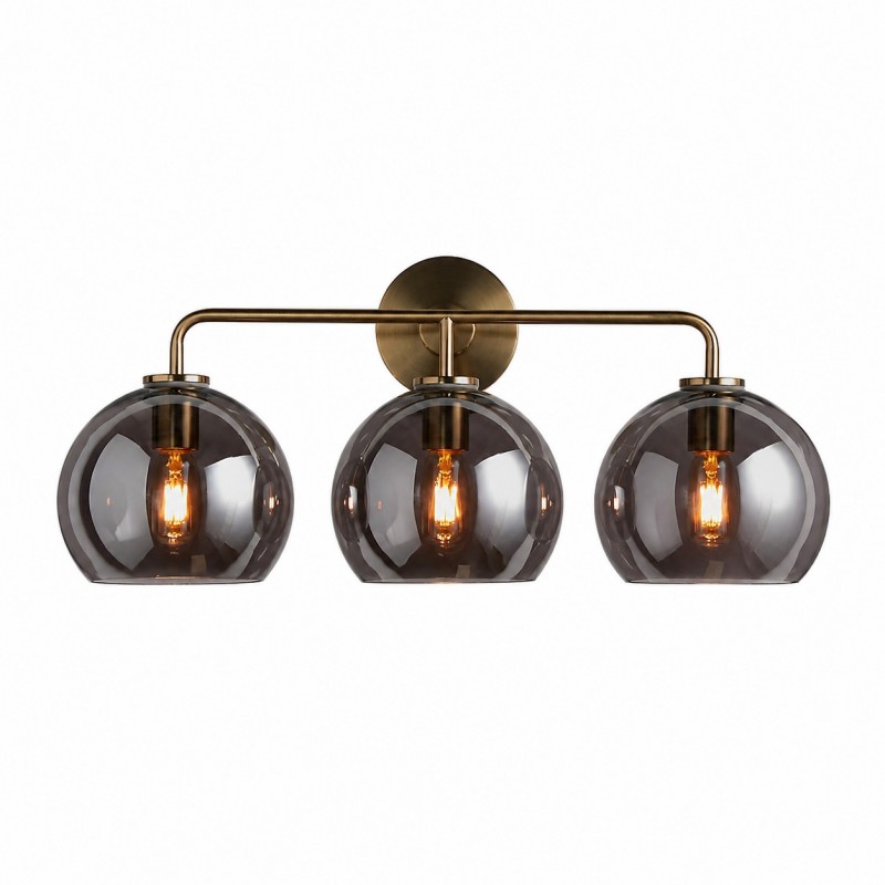 Konig Minimalist 3-Light Round Shade Brass Glass Wall Light